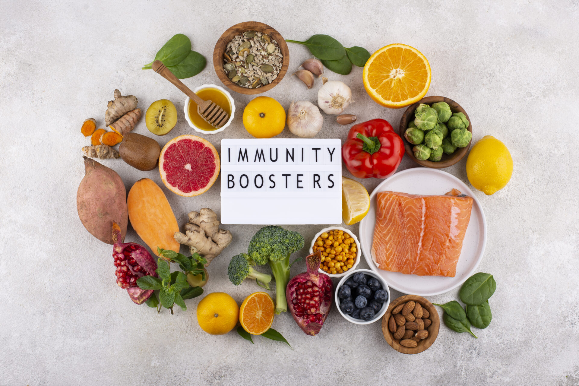 top-view-immunity-boosting-foods-with-vegetables-fish